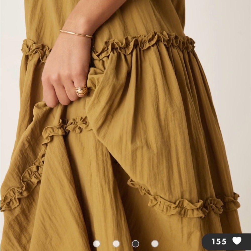 NWT Ghospell tiered ruffled maxi dress in olive - Picture 4 of 7